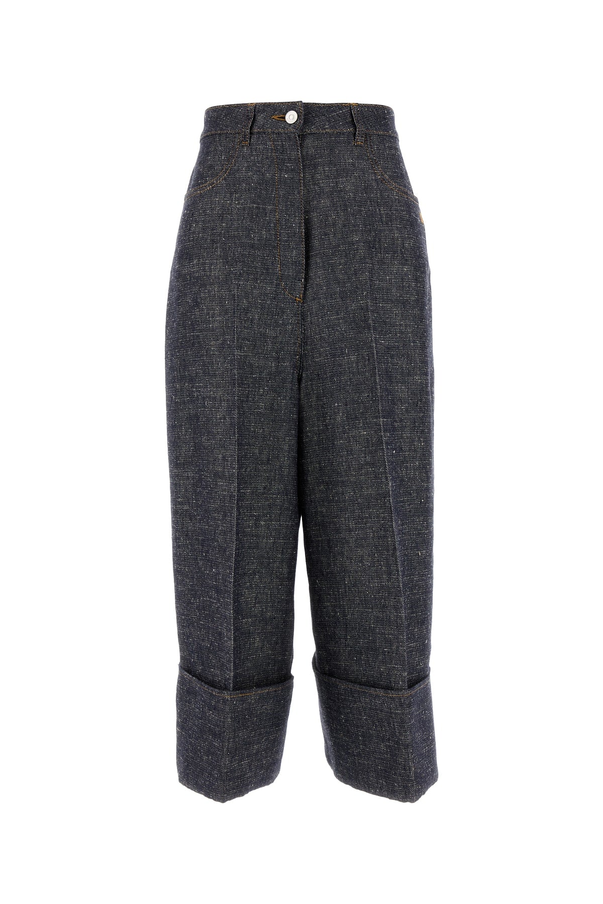 GIVENCHY FOLD UP DENIM TROUSERS For Women Exterior: 42% Linen 28% Viscose 17% Hemp 13% Silk
