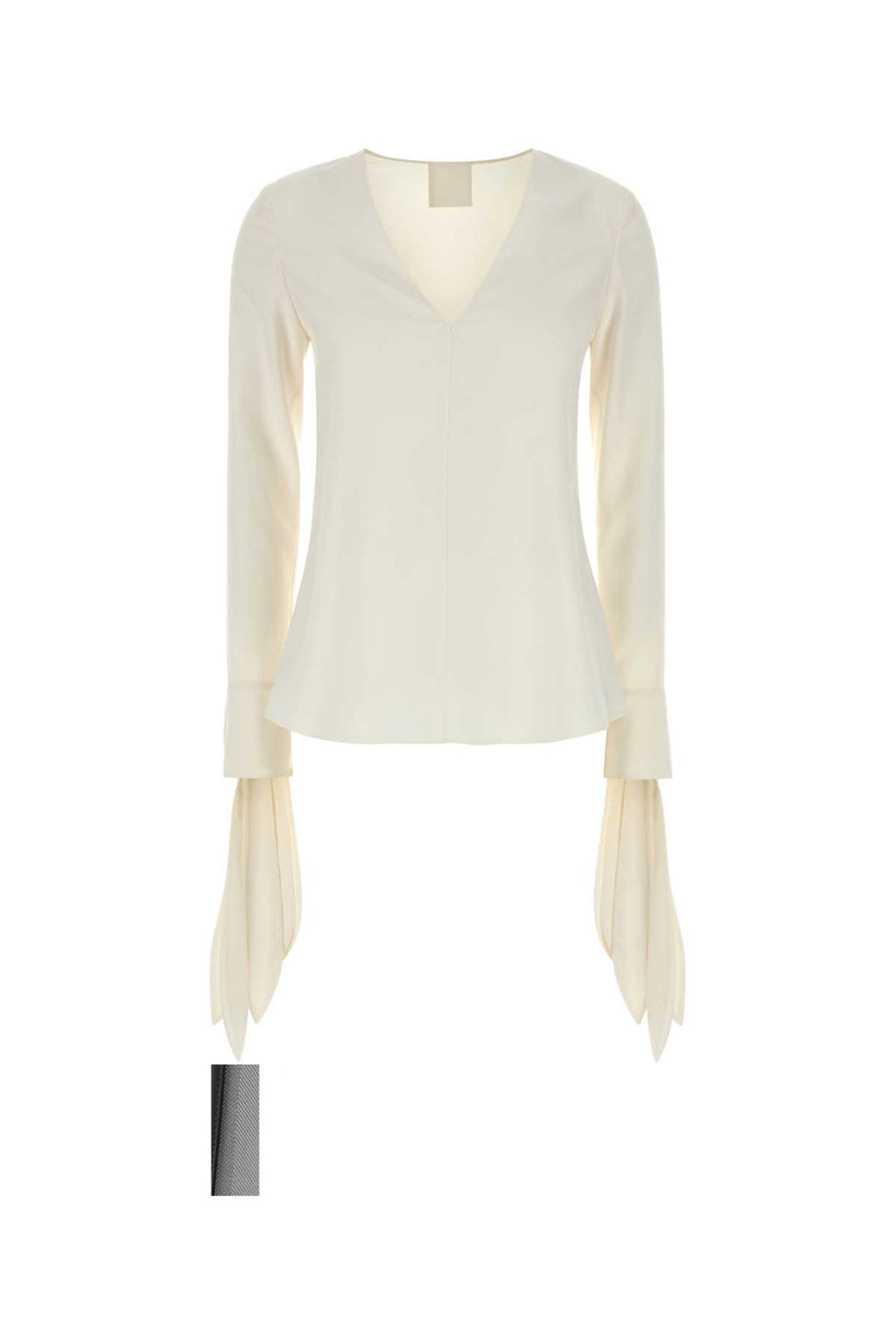 GIVENCHY DEEP V-NECK BOW CUFFS BLOUSE For Women Exterior: 100% Silk