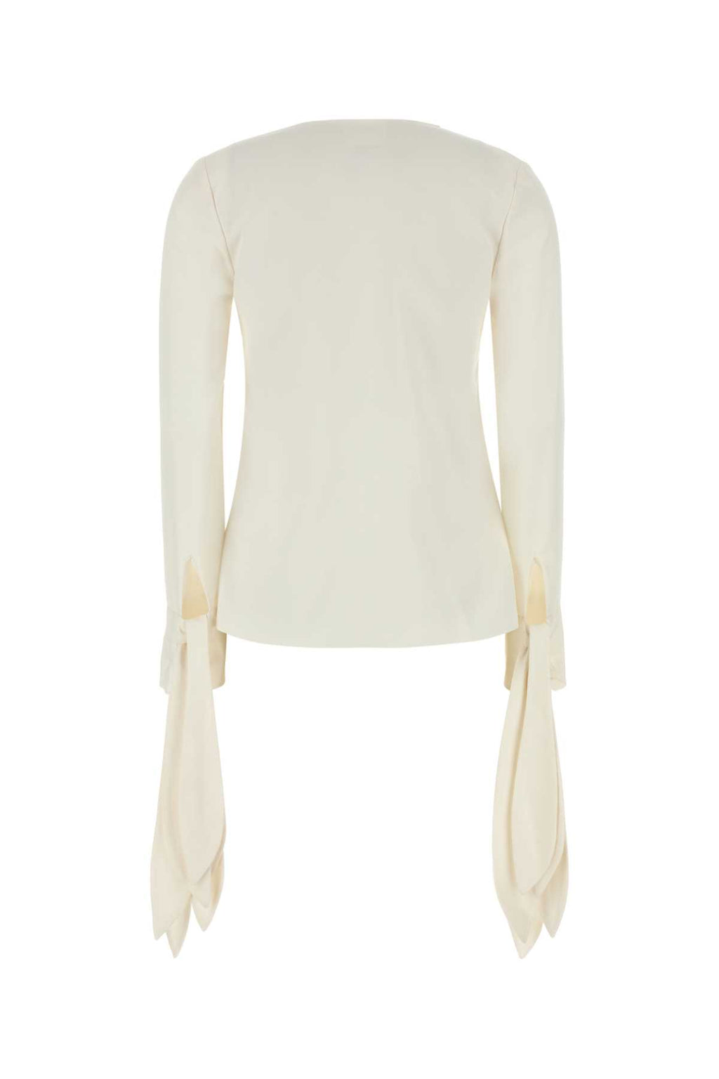 GIVENCHY DEEP V-NECK BOW CUFFS BLOUSE For Women Exterior: 100% Silk