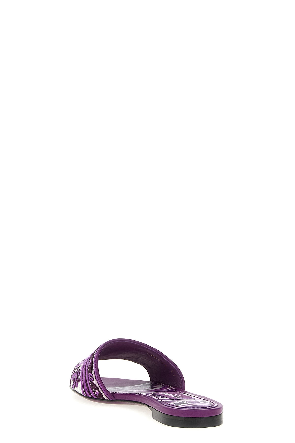 DOLCE & GABBANA 'Maiolica' embroidery slides For Women 77% cotton, 23% lamb leather