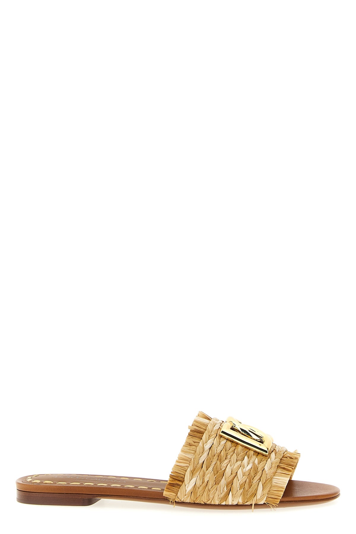 DOLCE & GABBANA Raffia braid slides For Women 80% raffia 20% viscose