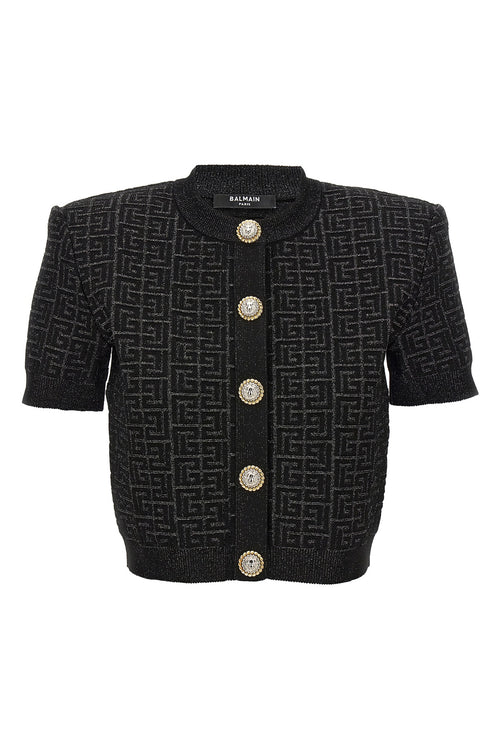 BALMAIN 'Monogram' cropped cardigan For Women 70% viscose 16% rayon 14% polyester