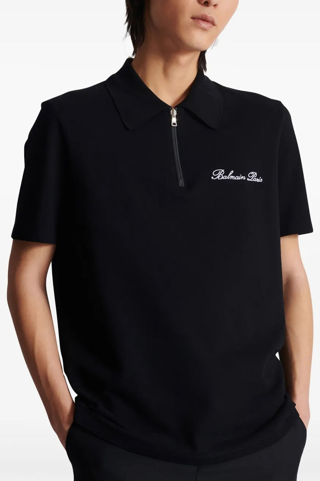 BALMAIN Logo embroidery polo shirt For Men 100% cotton