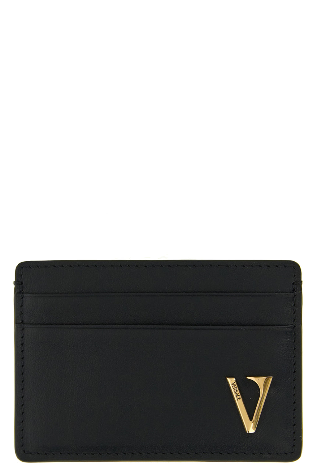 VERSACE 'V Logo' card holder For Men 100% calfskin leather (Bos Taurus)