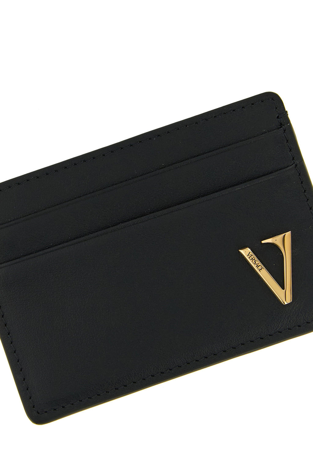 VERSACE 'V Logo' card holder For Men 100% calfskin leather (Bos Taurus)