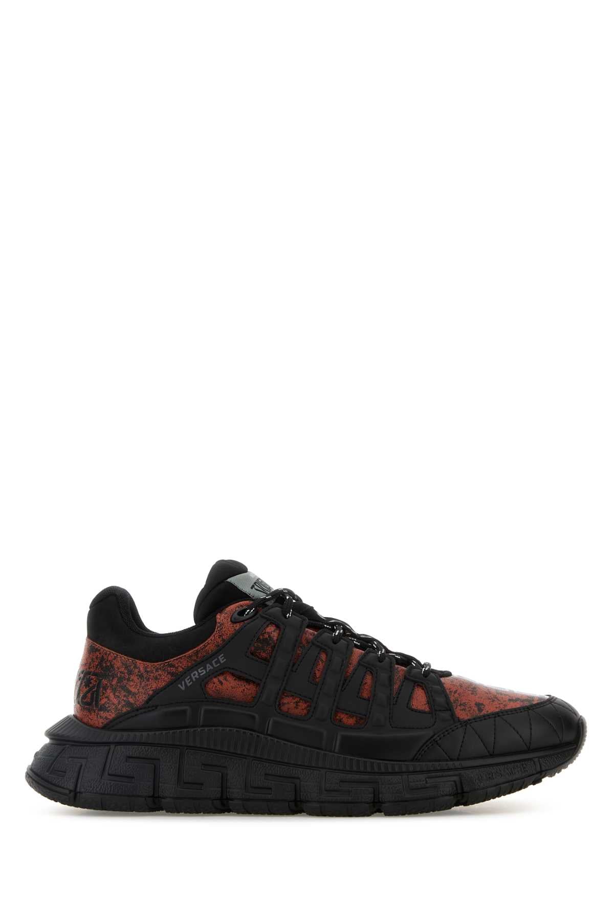 VERSACE SNEAKER CHARCOAL LEATHER+CALF LEATHER+NABUCK For Men 1.Outer Fabric:10% Rubber, 90% Polyester2.Lining:100% Calf leatherLining 1:16% Goat Leather, 84% PolyesterLining 3:100% Calf leatherOutside:25% Calf leather, 75% Goat LeatherSole:100% Thermoplastic polyurethane