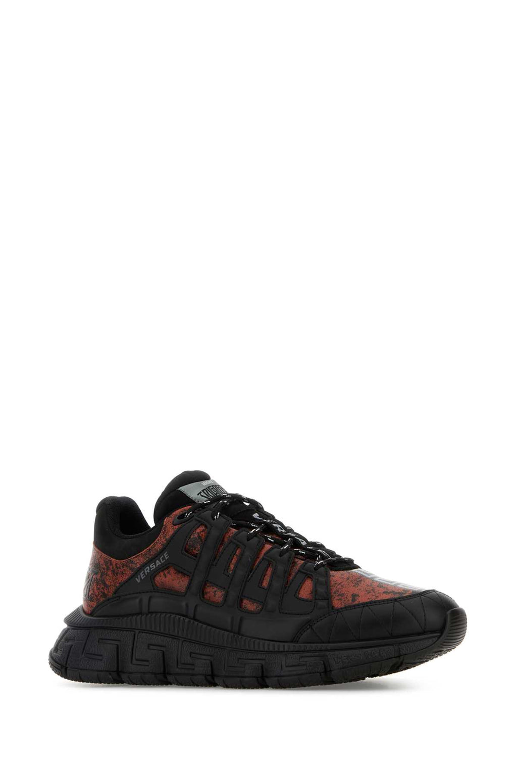 VERSACE SNEAKER CHARCOAL LEATHER+CALF LEATHER+NABUCK For Men 1.Outer Fabric:10% Rubber, 90% Polyester2.Lining:100% Calf leatherLining 1:16% Goat Leather, 84% PolyesterLining 3:100% Calf leatherOutside:25% Calf leather, 75% Goat LeatherSole:100% Thermoplastic polyurethane