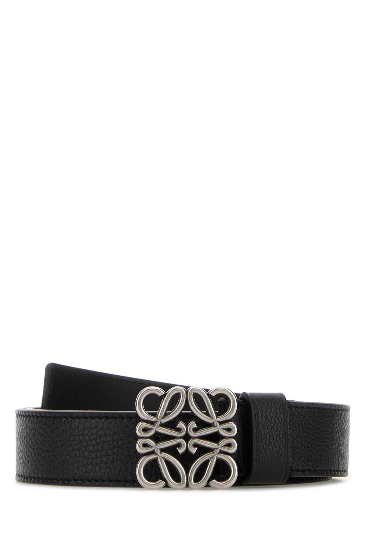 LOEWE ANAGRAM CHUNKY 3.2CM BELT For Men Exterior: 100% Leather Finishing: Silver metal