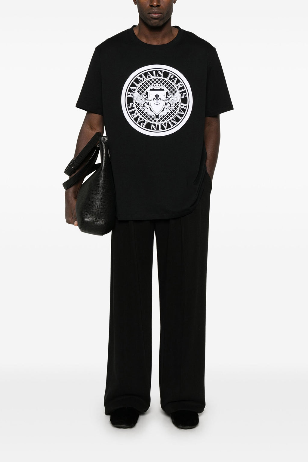 BALMAIN Velvet logo t-shirt For Men 100% organic cotton