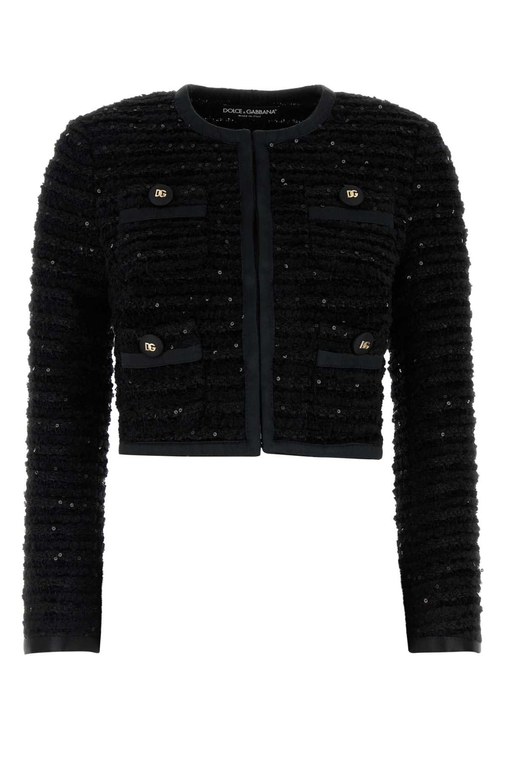 DOLCE & GABBANA JACKET For Women Exterior: 30% Viscose 23% Polyester 13% Wool 10% Cotton 10% Acrylic 10% Silk 4% Nylon Lining: 70% Nylon 23% Acetate 7% Silk