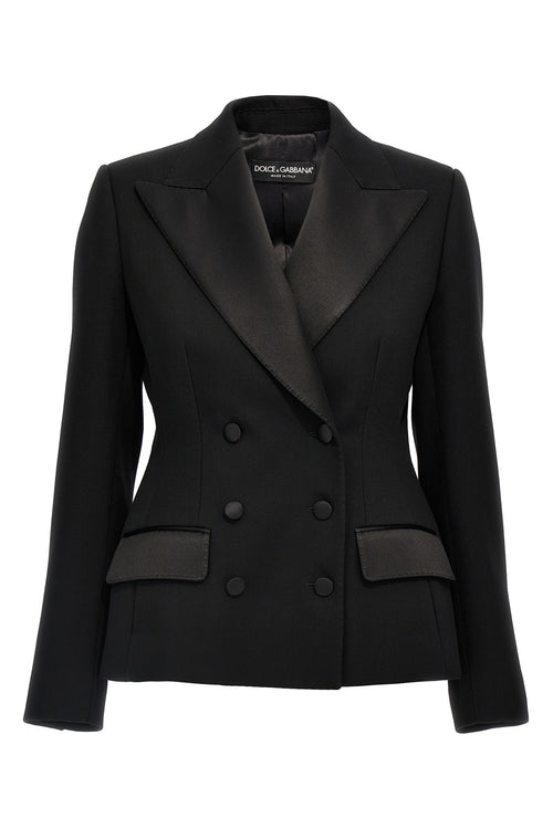 DOLCE & GABBANA 'Dolce' tuxedo blazer For Women 83% virgin wool 12% silk 3% polyester 2% elastane