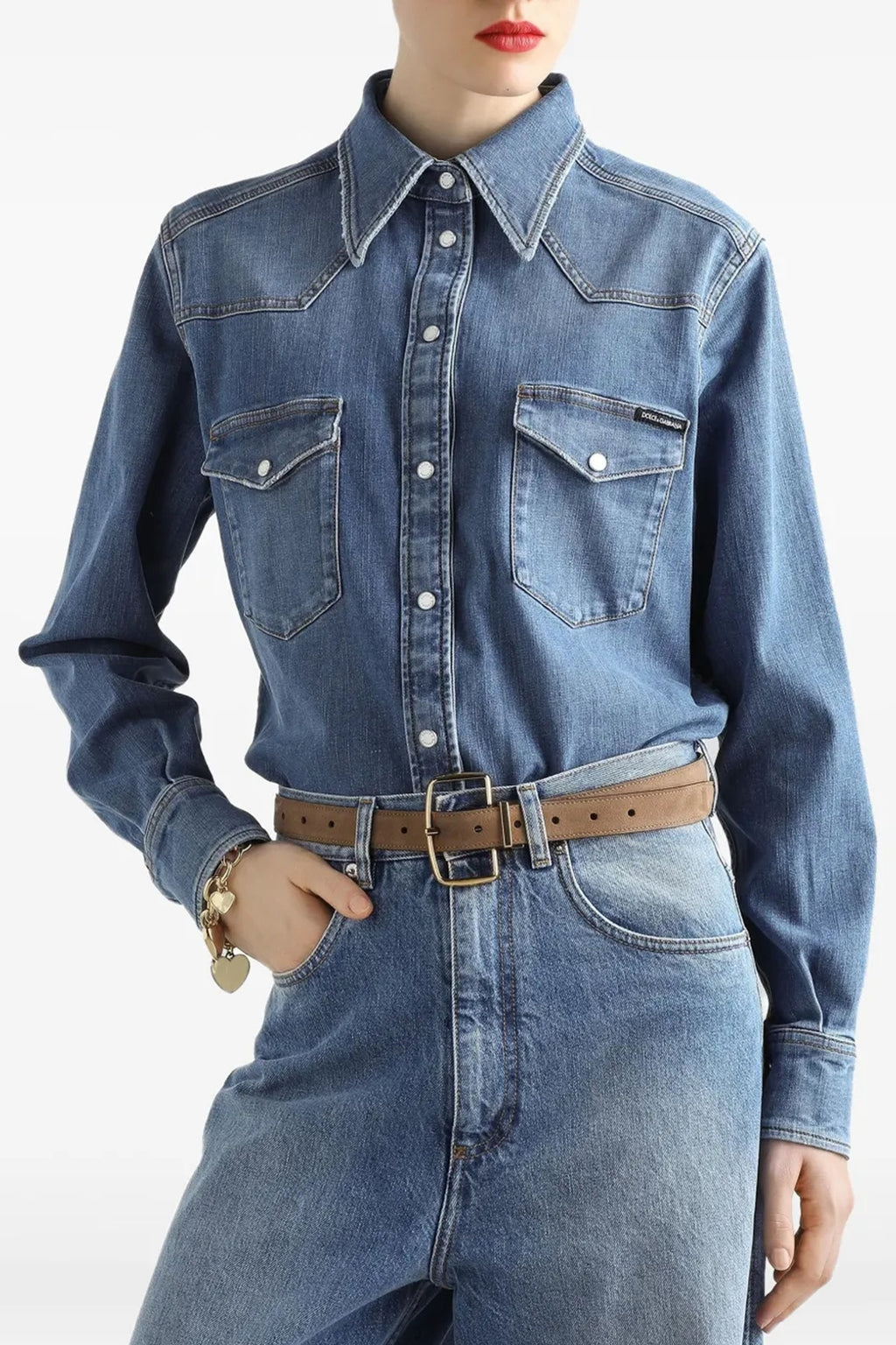 DOLCE & GABBANA Denim shirt For Women 98% cotton, 2% elastane