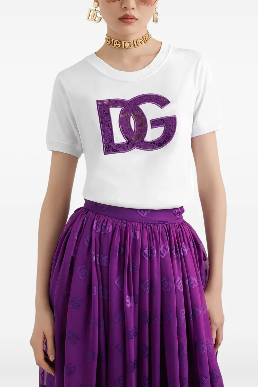 DOLCE & GABBANA Lace T-shirt For Women 100% cotton