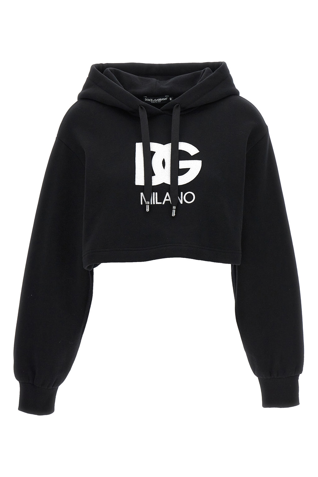 DOLCE & GABBANA Logo embroidery cropped hoodie For Women 80% cotton, 20% polyester
