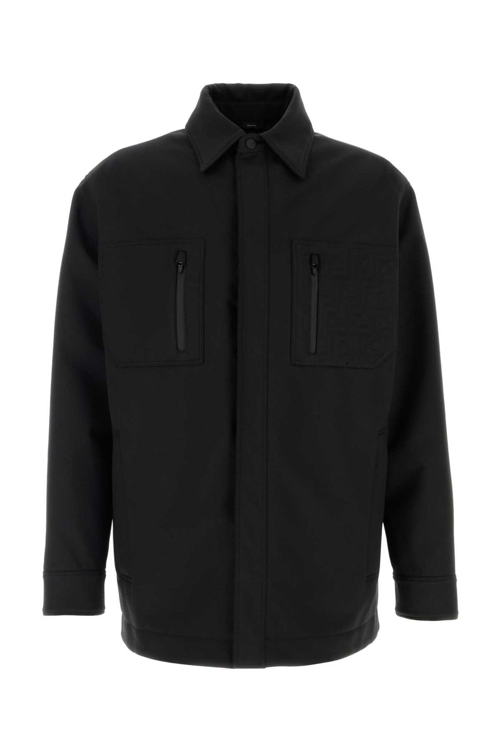 FENDI PADDED JKT FF INTERNO For Men Exterior: 45% Wool 41% Nylon 8% Polyurethane 6% Elastane Lining: 100% Polyester Padding: 100% Polyester