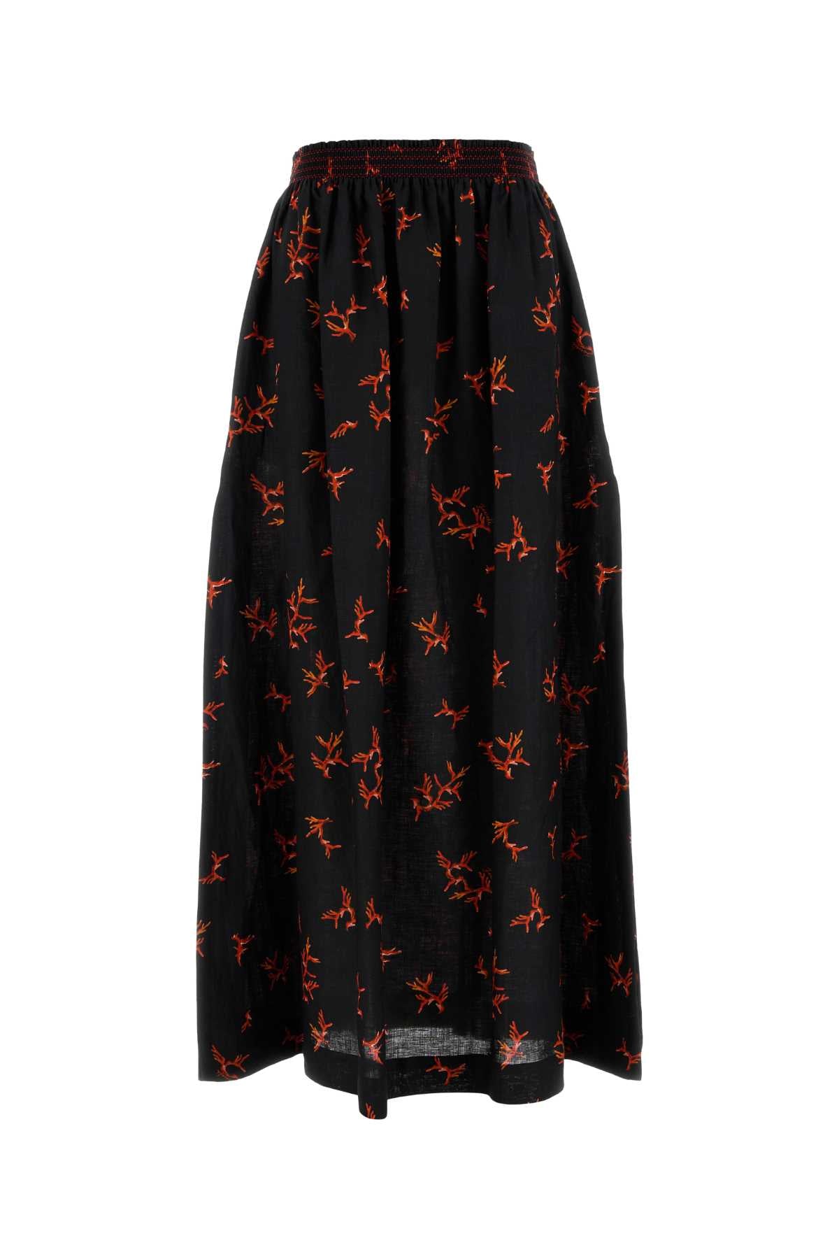 FENDI GONNA CORAL LINEN For Women Exterior: 100% Linen