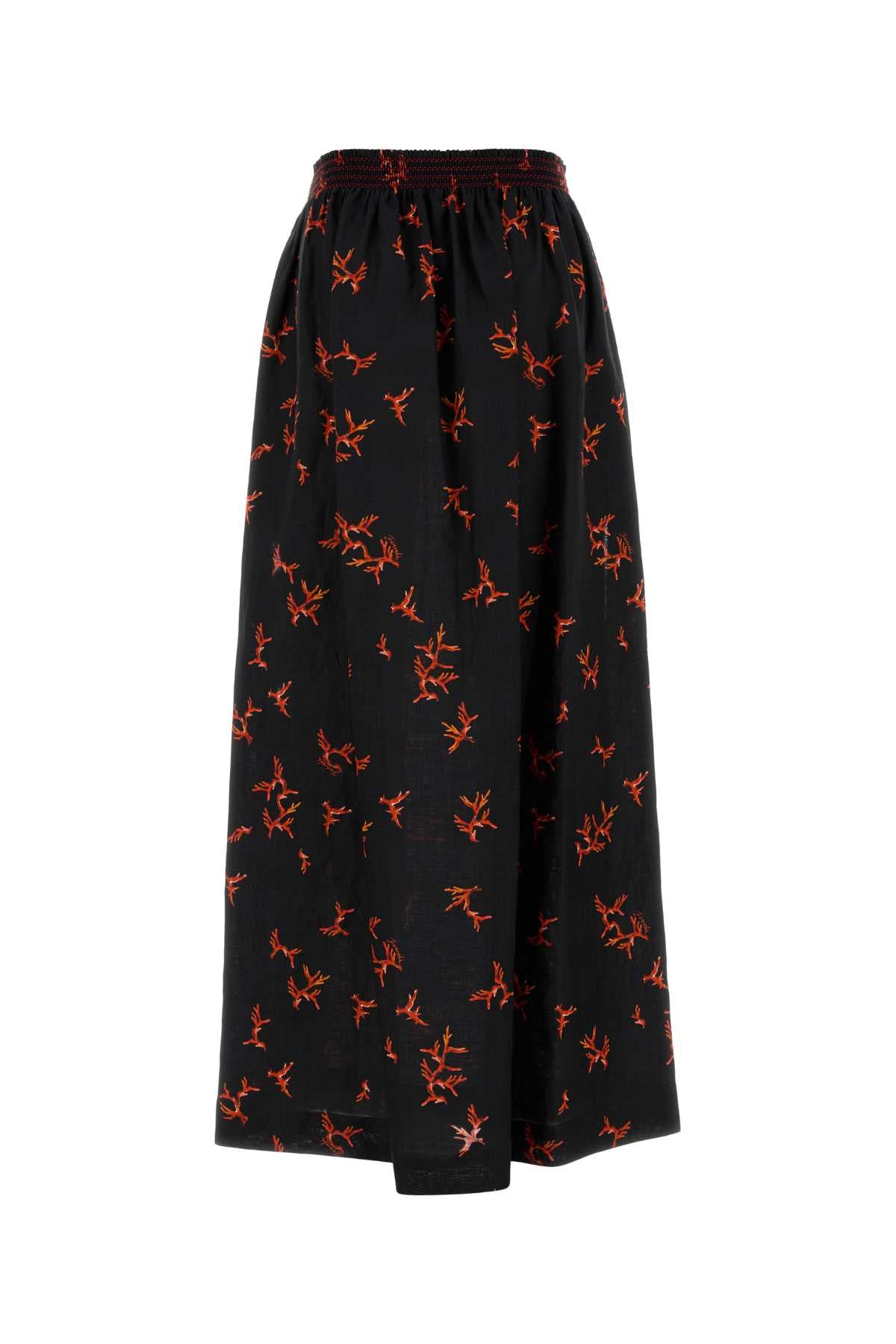 FENDI GONNA CORAL LINEN For Women Exterior: 100% Linen