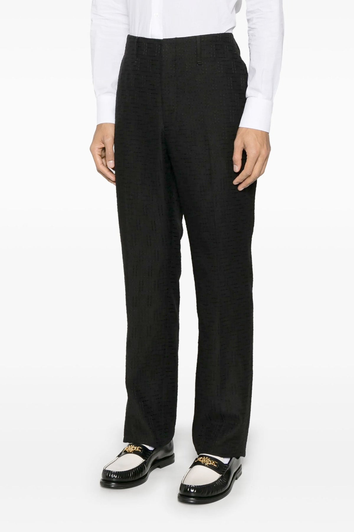 FENDI FF Jacquard Pants For Men 83% linen, 17% cotton