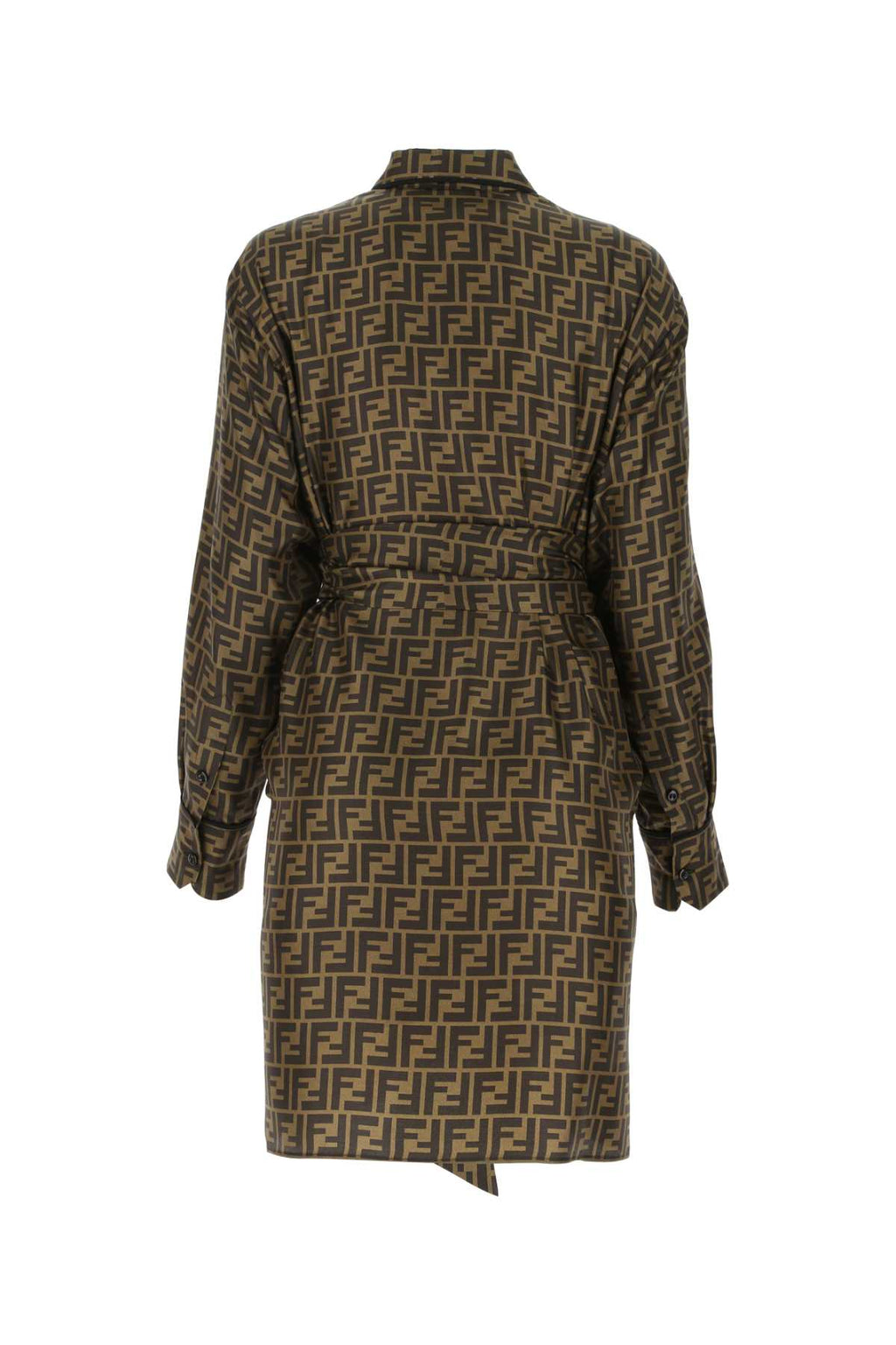 FENDI DRESS SILK LOGO FF TABACCO For Women 100%SE+NR13BOTT:MADREPERLA