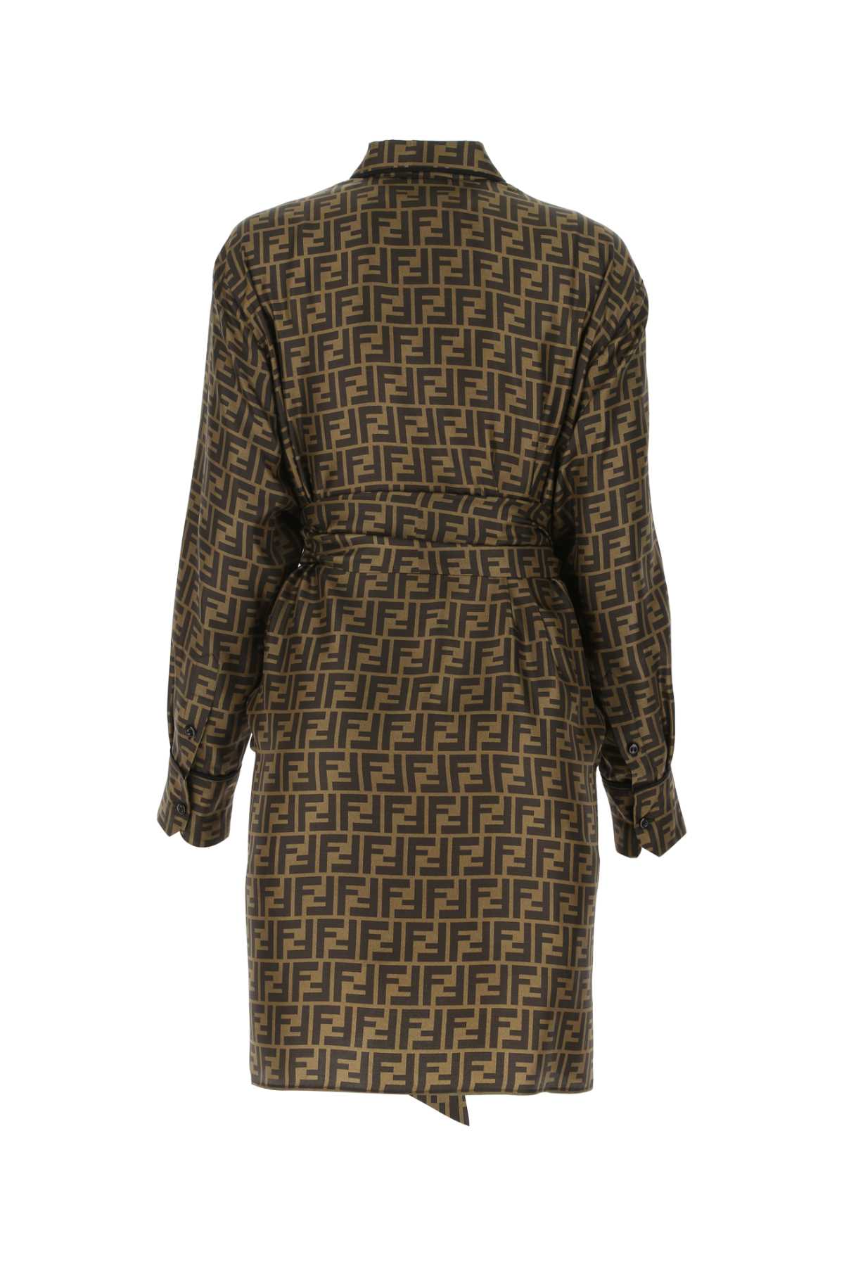 FENDI DRESS SILK LOGO FF TABACCO For Women 100%SE+NR13BOTT:MADREPERLA