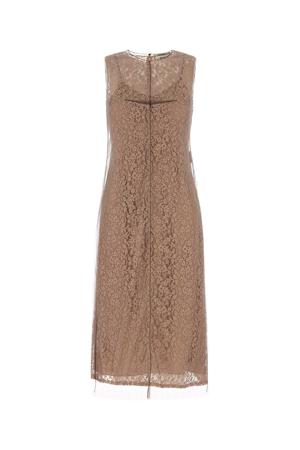 FENDI LACE MESH DRESS For Women Exterior: 80% Cotton 20% Nylon Exterior: 100% Silk