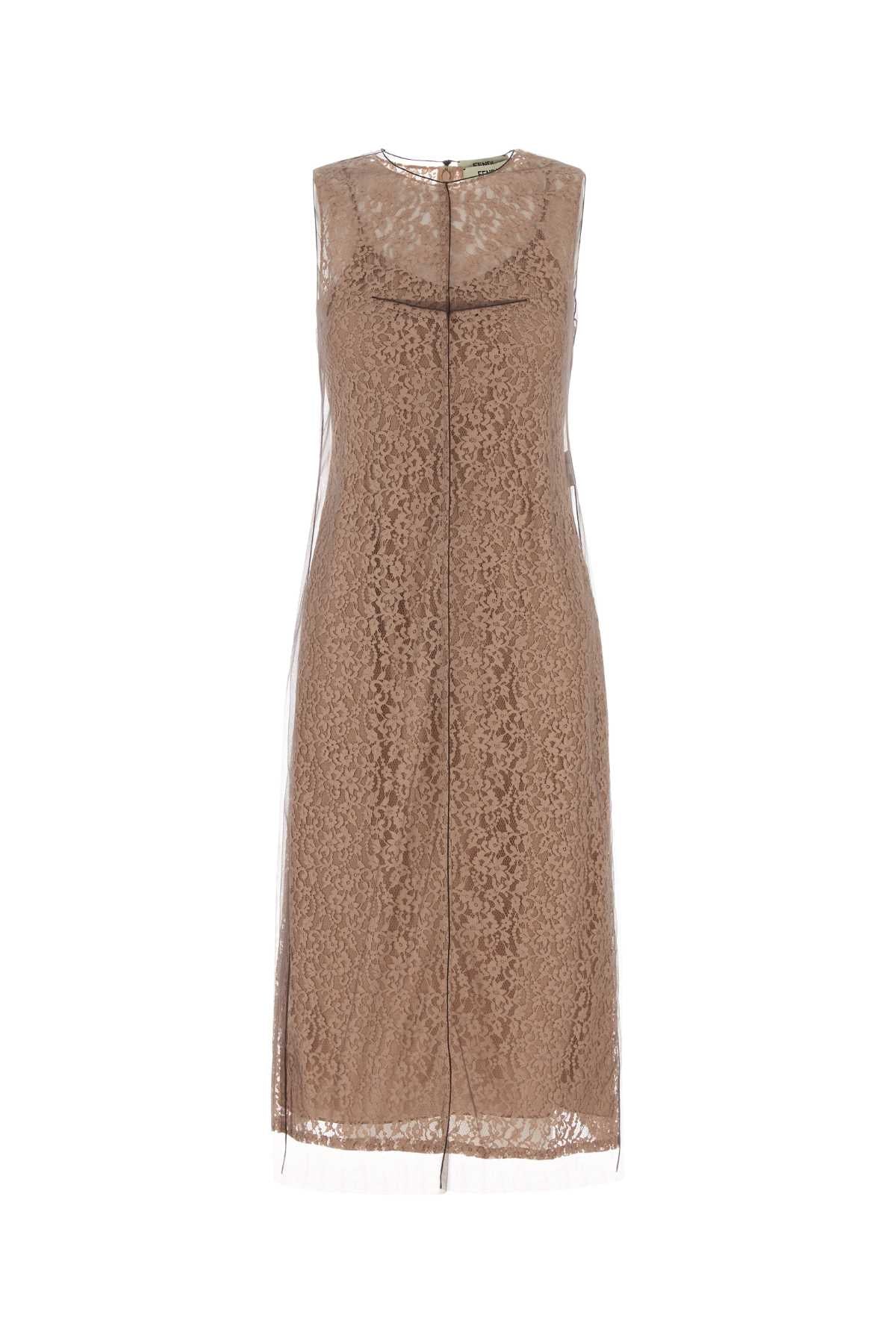 FENDI LACE MESH DRESS For Women Exterior: 80% Cotton 20% Nylon Exterior: 100% Silk