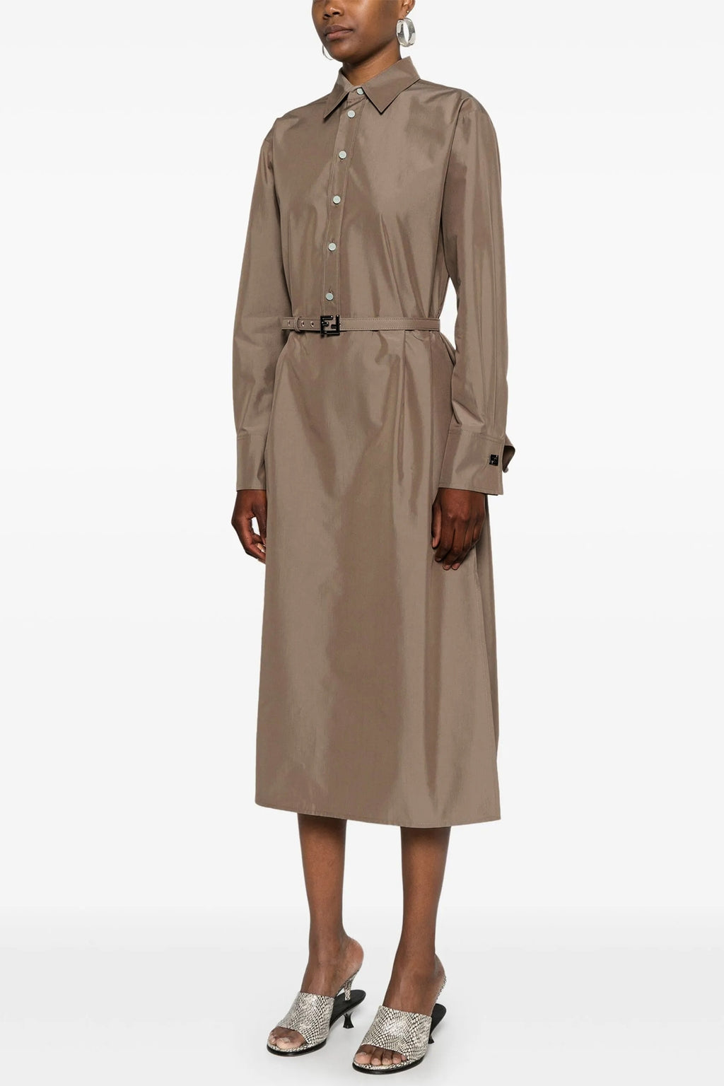 FENDI Chemisier midi dress For Women 56% cotton, 44% silk