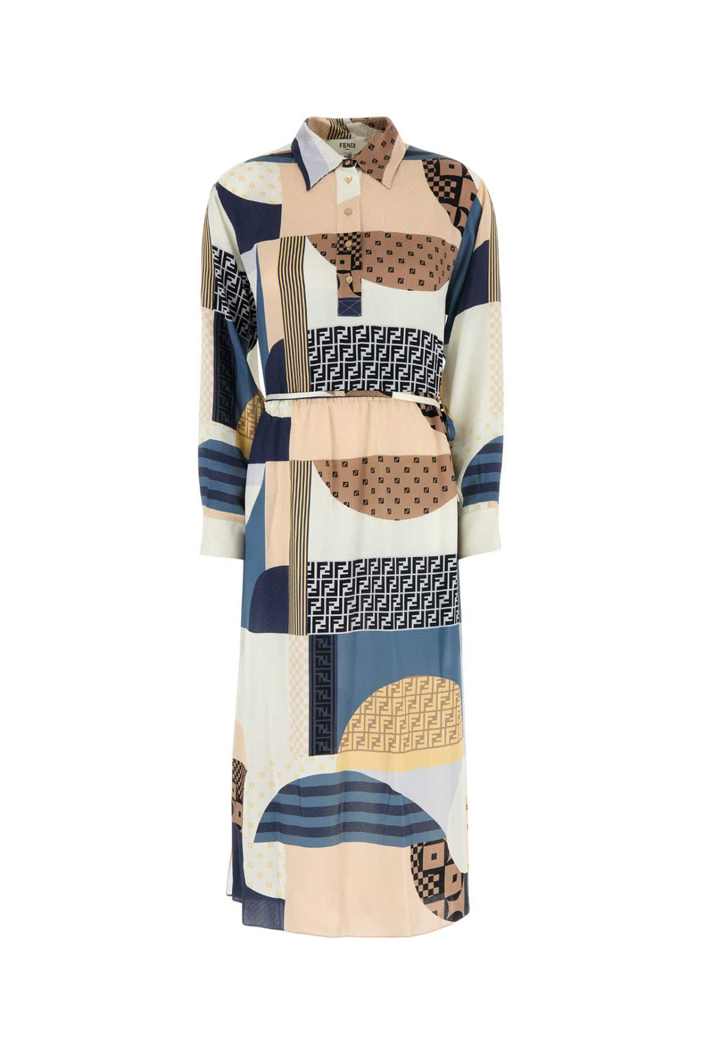 FENDI DRESS PATCHWORK CREPE SATIN For Women Exterior: 100% Silk