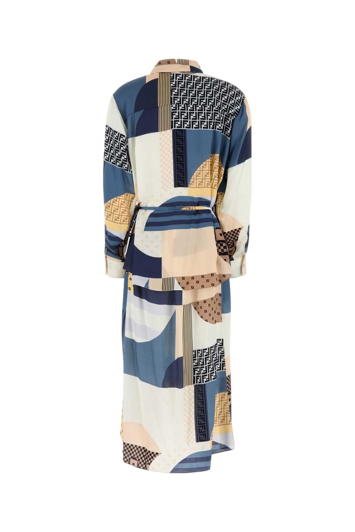 FENDI DRESS PATCHWORK CREPE SATIN For Women Exterior: 100% Silk