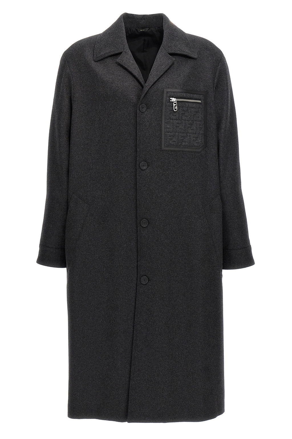 FENDI Single-breasted cashmere coat For Men 98% cashmere 2% elastane
