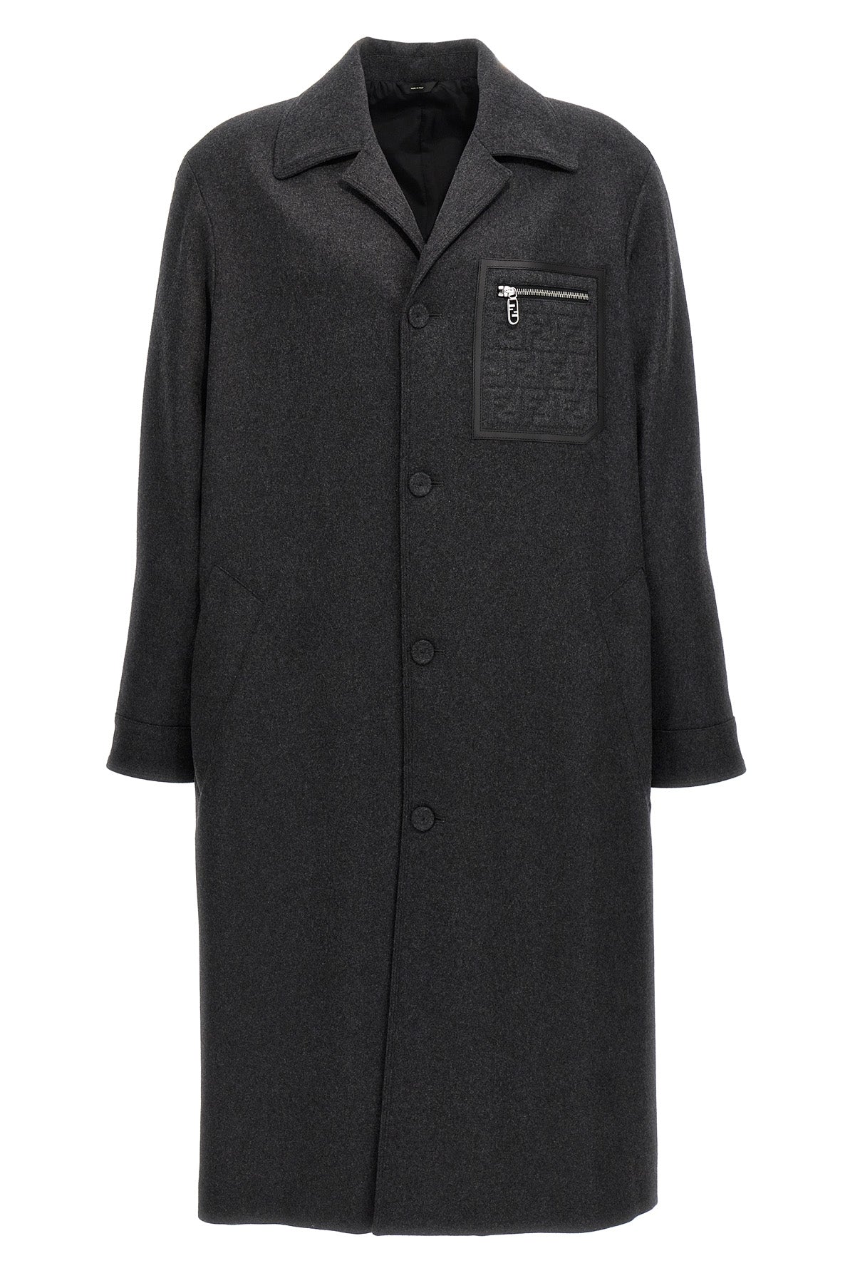 FENDI Single-breasted cashmere coat For Men 98% cashmere 2% elastane