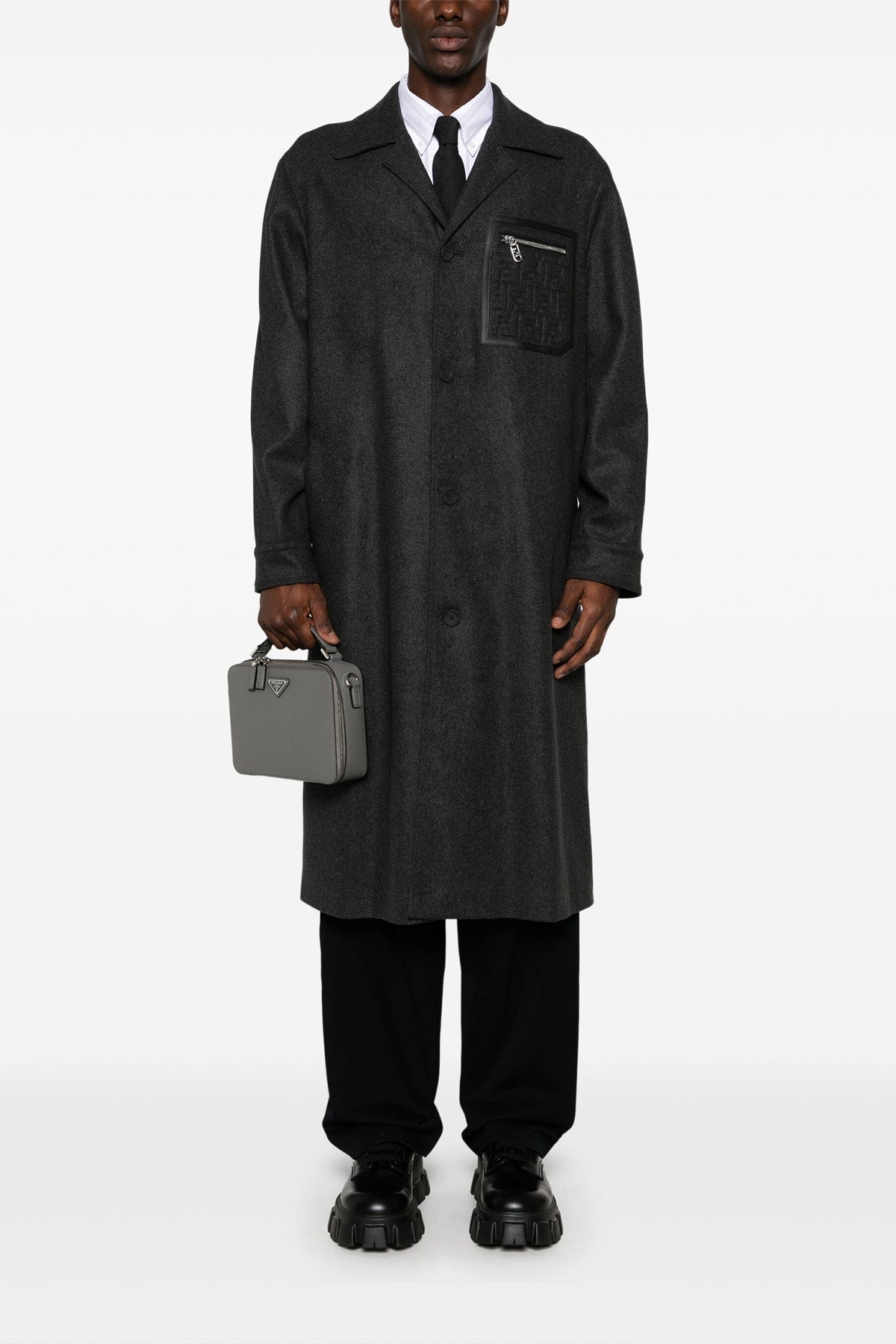 FENDI Single-breasted cashmere coat For Men 98% cashmere 2% elastane
