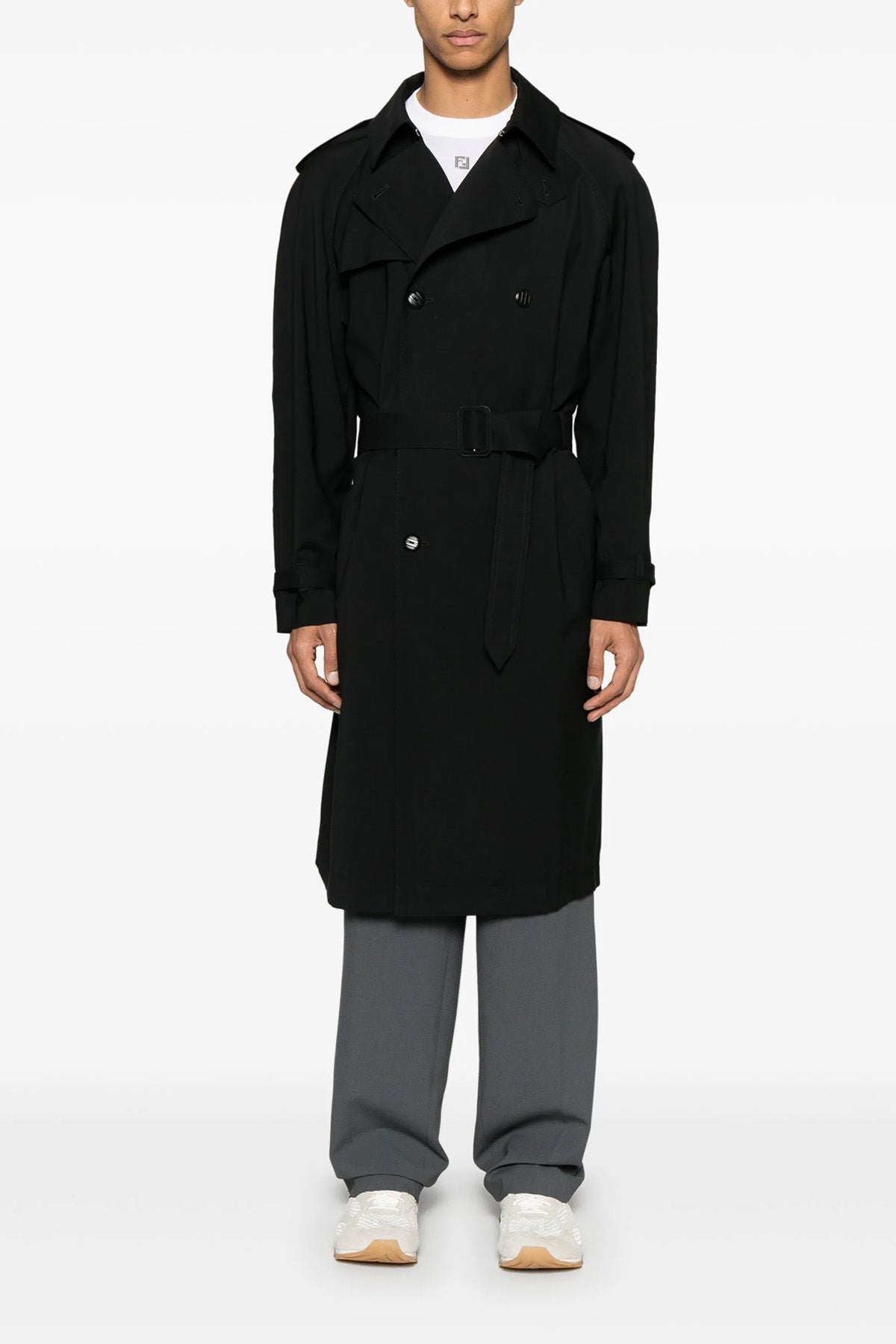 FENDI Wool trench coat For Men 100% virgin wool