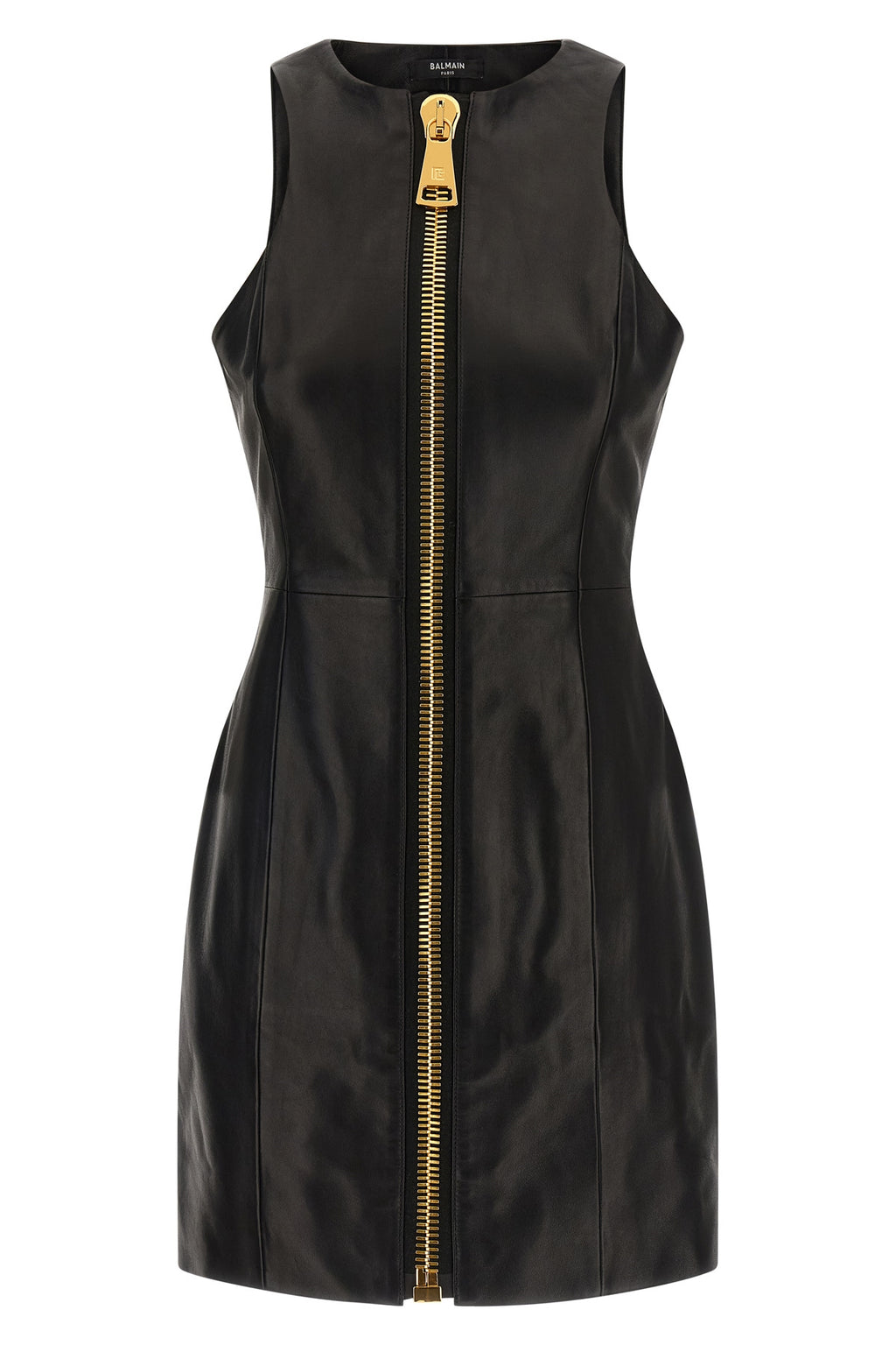 BALMAIN Maxi zip leather dress For Women 100% lamb leather (Ovis Aries)