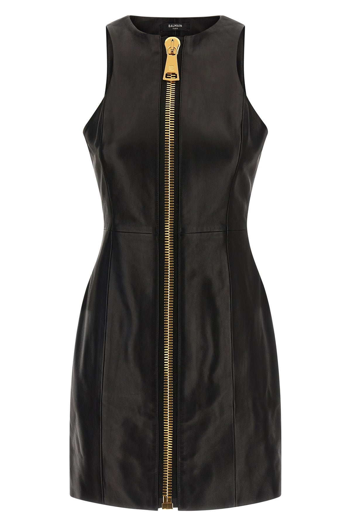 BALMAIN Maxi zip leather dress For Women 100% lamb leather (Ovis Aries)