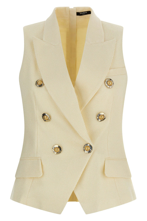 BALMAIN 'Gold and Gold Coin' vest For Women 77% viscose, 23% cotton