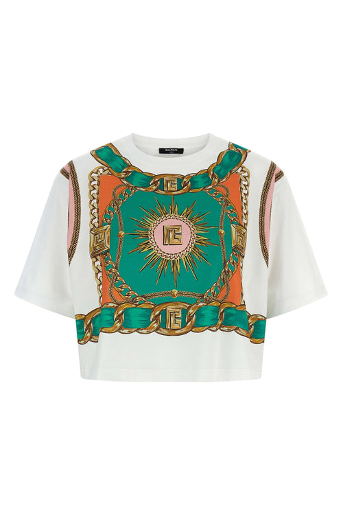BALMAIN 'Balmain Foulard' print T-shirt For Women 100% cotton