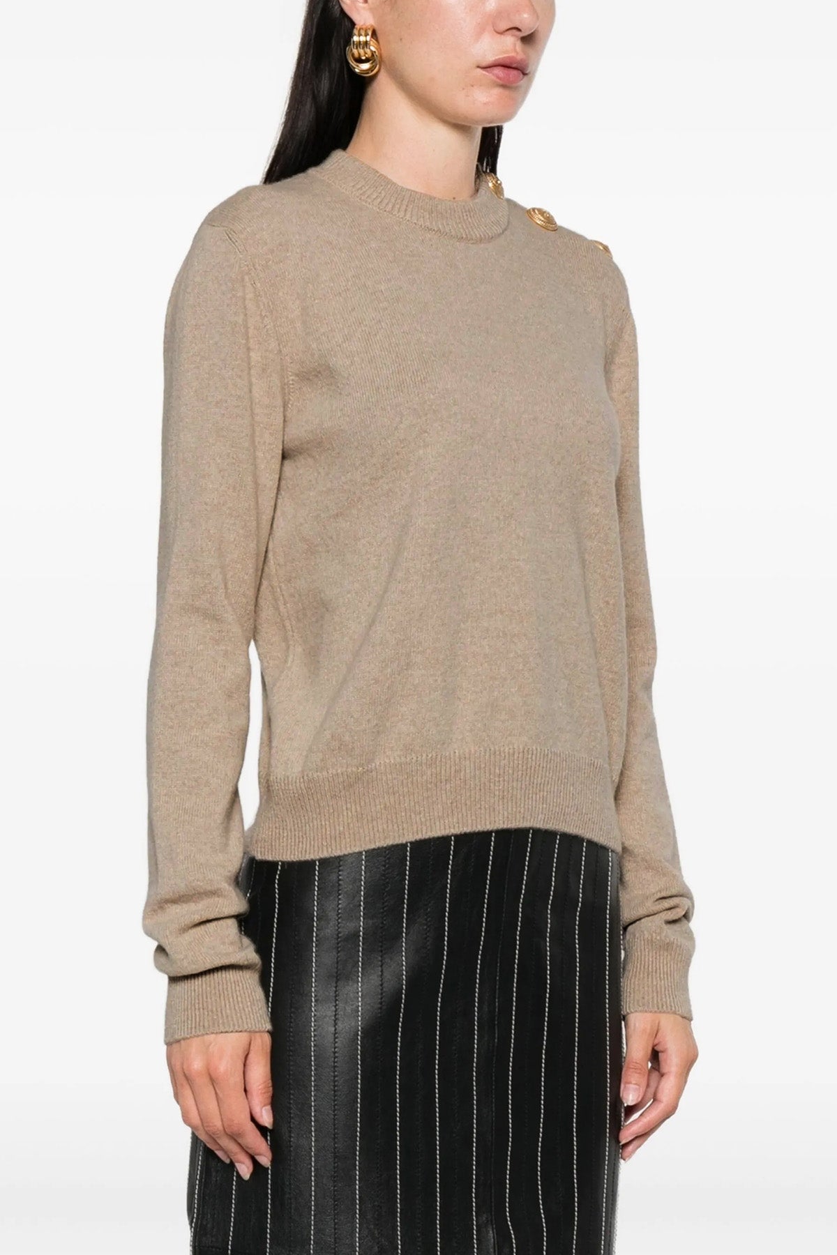 BALMAIN Eco-cashmere button sweater For Women 50% cachemire 50% virgin wool