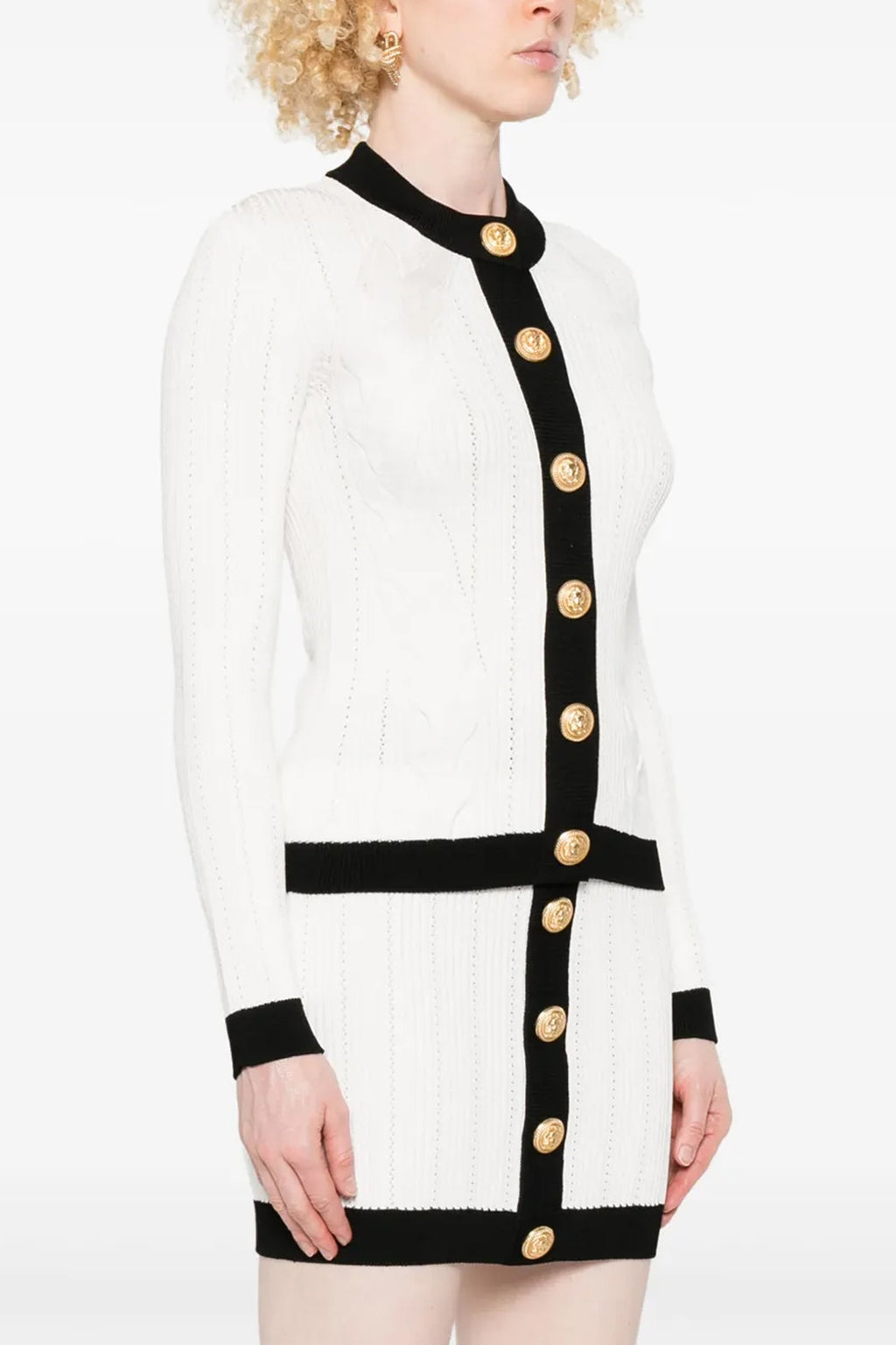 BALMAIN Two-tone cardigan For Women 84% viscose, 16% polyester