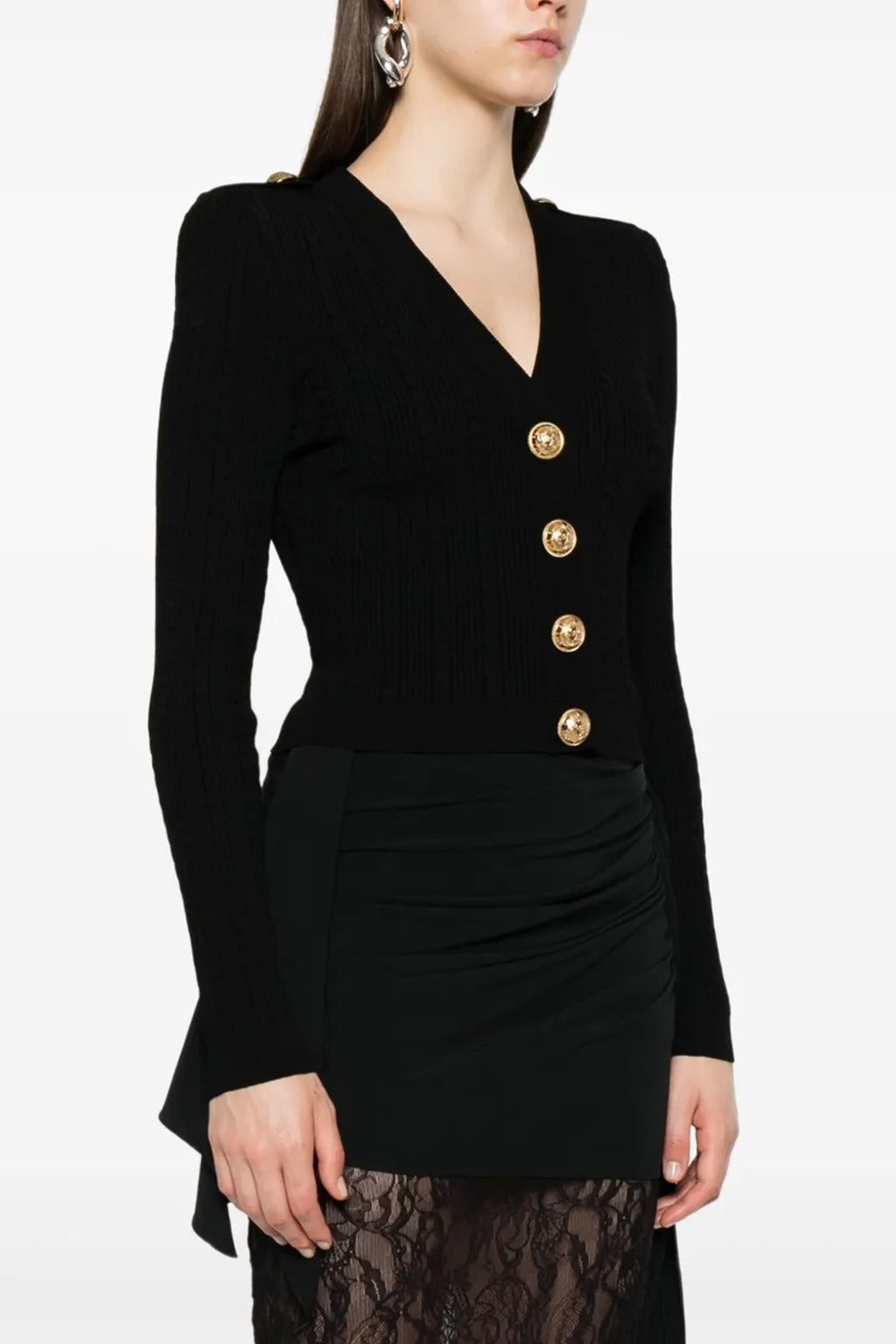 BALMAIN Twisted knit cardigan For Women 83% viscose, 17% polyester