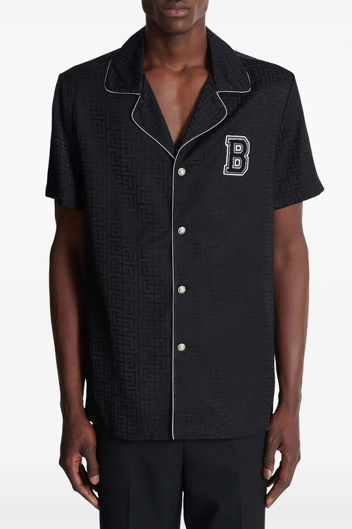 BALMAIN 'Balmain Varsity' shirt For Men 87% viscose, 13% silk