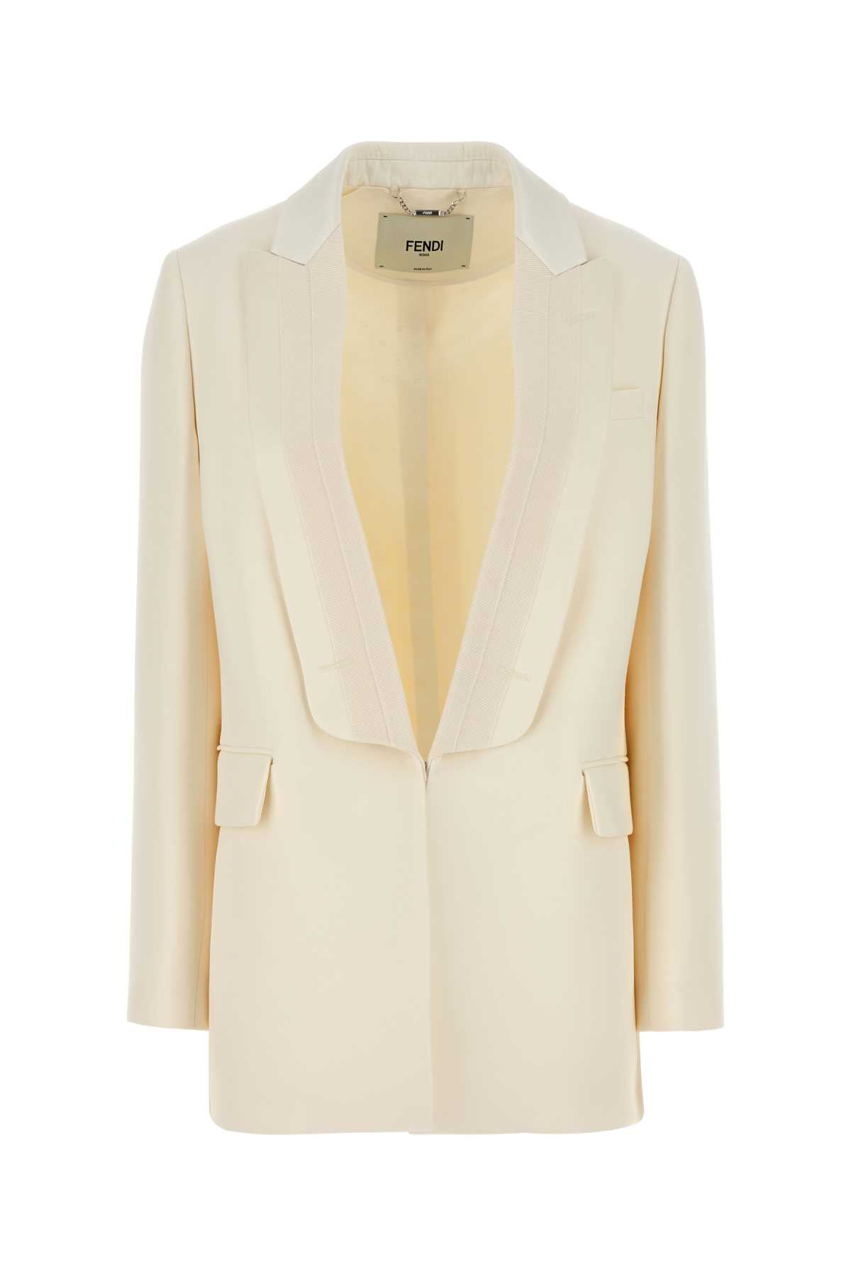FENDI TUXEDO BIANCO JKT For Women Exterior: 77% Wool 23% Silk Lining: 100% Viscose