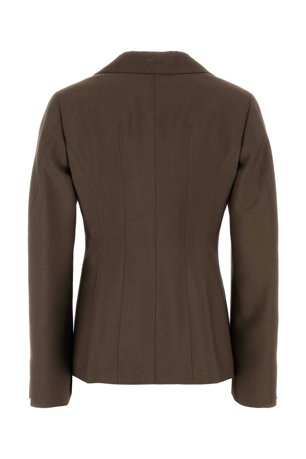 FENDI BROWN SINGLE BREAST JACKET For Women Exterior: 75% Wool 25% Mohair Lining: 100% Viscose