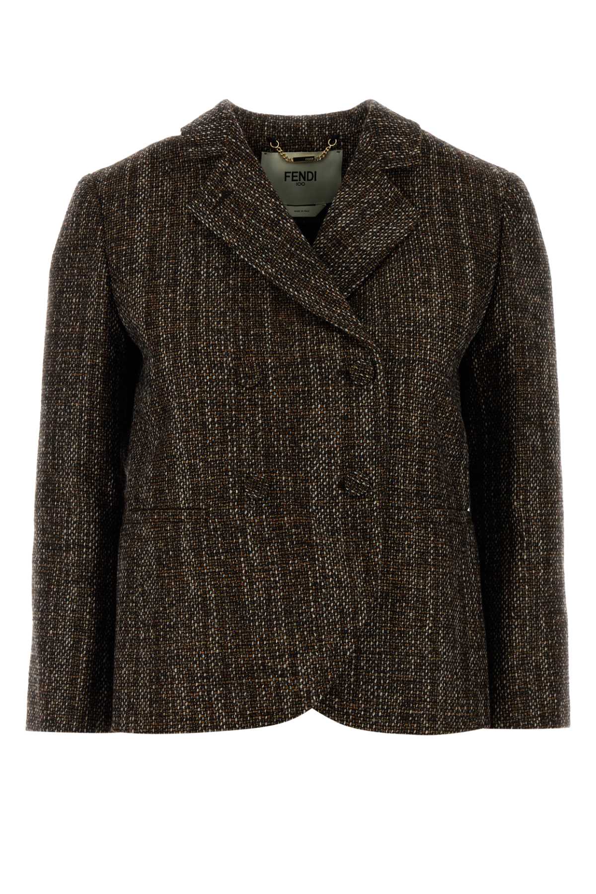 FENDI GIACCA TAILORING TWEED For Women Exterior: 43% Wool 40% Alpaca 17% Nylon Lining: 100% Viscose