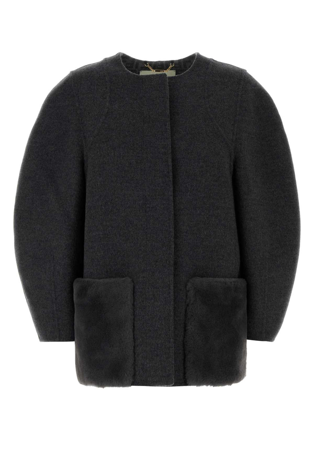 FENDI BLOUSON FF DOUBLE WOOL For Women Exterior: 99% Virgin wool 1% Silk