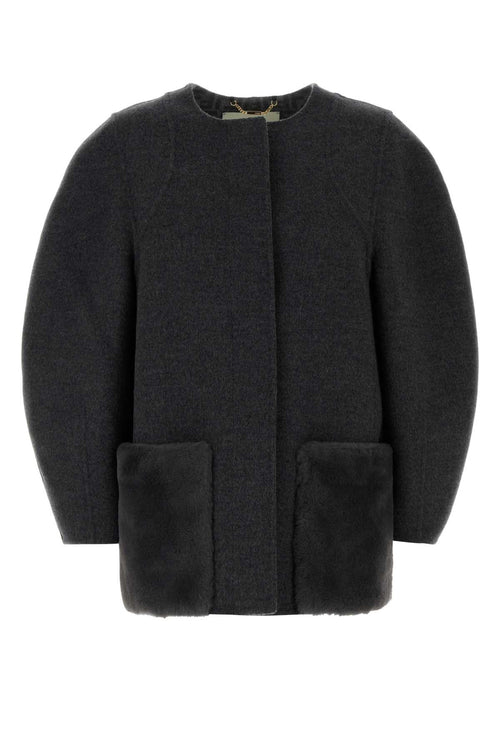 FENDI BLOUSON FF DOUBLE WOOL For Women Exterior: 99% Virgin wool 1% Silk