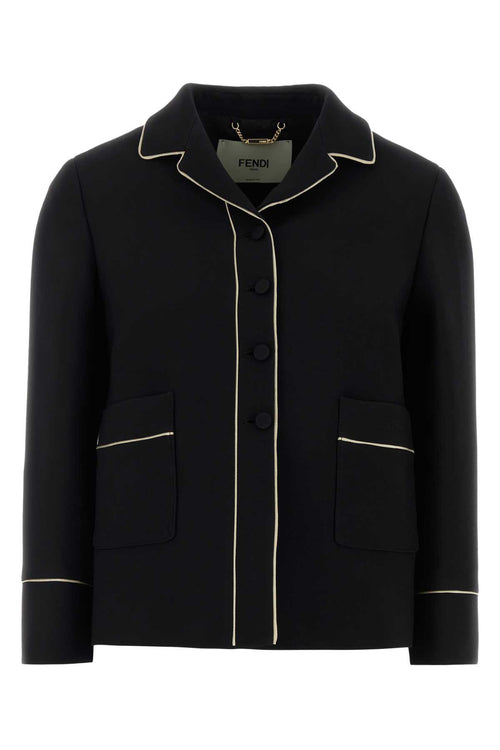 FENDI BLOUSON WOOL SILK For Women Exterior: 77% Wool 23% Silk Lining: 100% Cupro