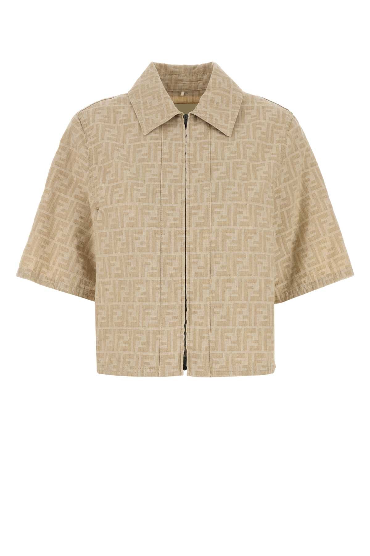 FENDI JACKET FF CHAMBRAY DE For Women Exterior: 50% Linen 50% Cotton