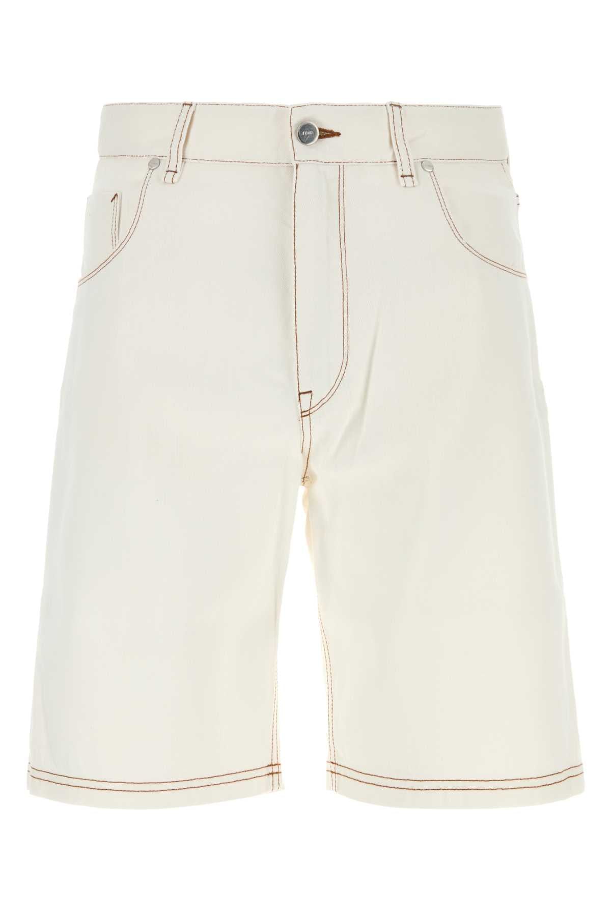 FENDI SHORTS FENDI ROMA WHITE DENIM