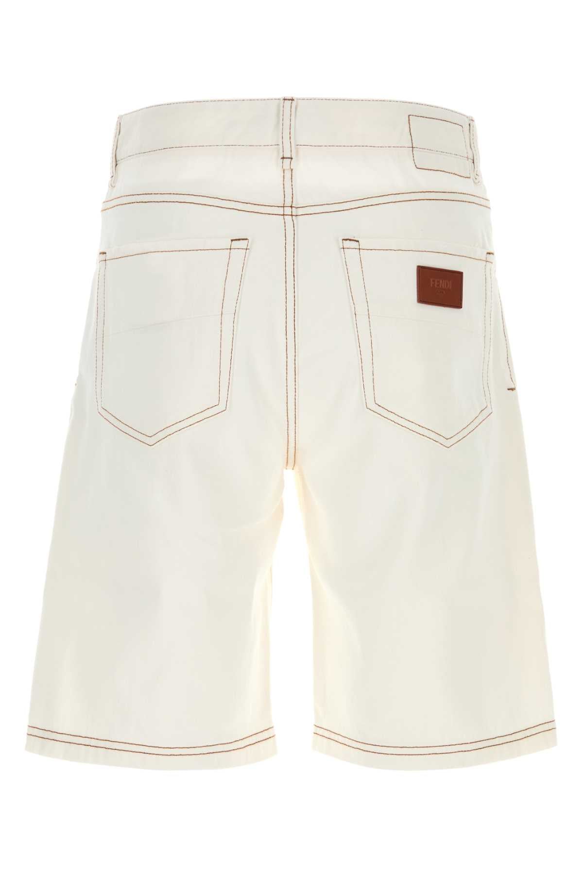 FENDI SHORTS FENDI ROMA WHITE DENIM